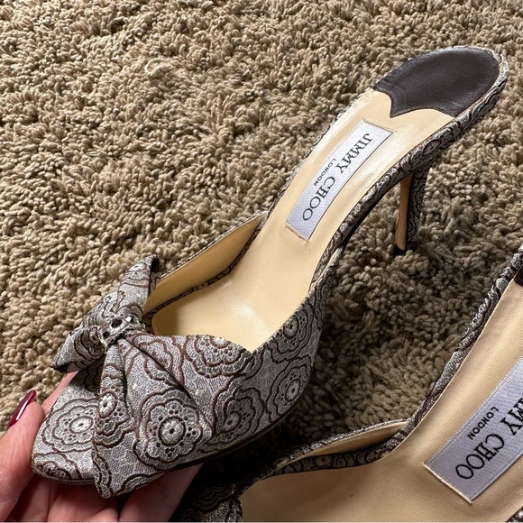 Vintage Jimmy Choo kerala brocade mules with encrusted crystals bow size 38 1/2 - Picture 11 of 16